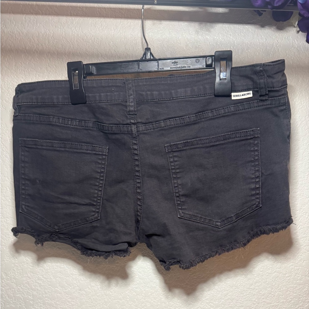 Billabong Black Jean Shorts with Distressed Lace-Up Design - Picture 8 of 8